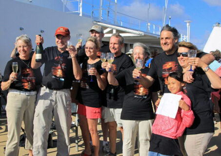 After every successful totality, there is always a great and memorable celebration — here on a deck of the Paul Gauguin. (Photo by Judy Anderson)